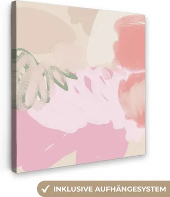 Produktbild von MuchoWow® - Leinwandbilder - Rosa - Kunst - Abstrakt - Modern, Wandbild, Wanddeko Bilder Wohnzimmer, 20x20 cm