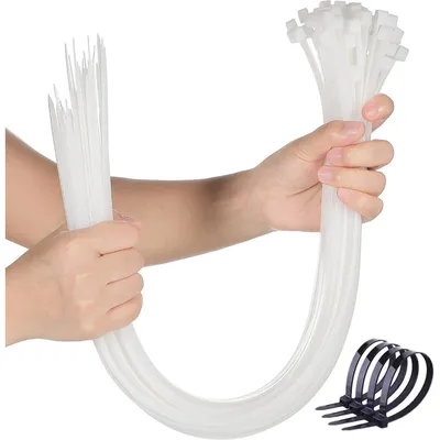 Produktbild von Kabelbinder 600mm x 8,8mm, 50 Stück, extra stark, 80kg Zugfestigkeit, UV-beständig, Nylon, Weiß