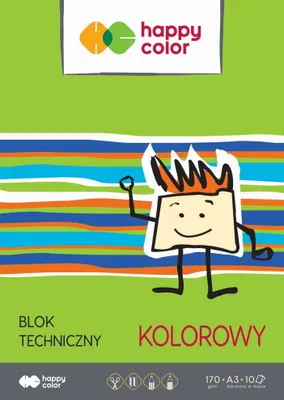 Produktbild von Paczka Blok techniczny kolorowy A3 170g Happy Color