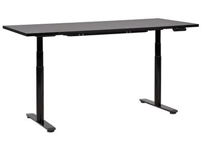 Produktbild von BELIANI Schreibtisch Schwarz Melamin 180x80cm Elektrisch Höhenverstellbar Rechteckig mit USB Rundes Metallgestell Modern Büro Steh-Sitz-Tisch Stehtisch