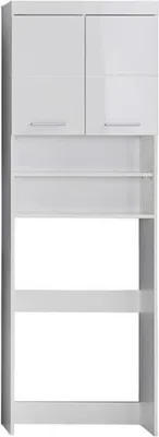 Image de trendteam Salle de bains Surmeuble pour lave-linge Amanda Blanc mélaminé/blanc brillant thermoformé 63 x 187 x 24 cm