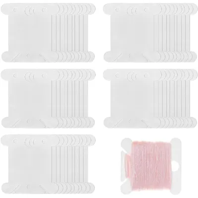 100 Kunststoff-Garnspulen, 3,5 x 3,9 cm, weiß, zum Ordnen von Näh- und Stickgarn