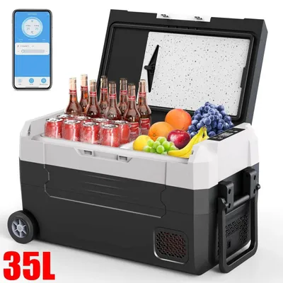 Imagen del producto de Nevera portátil con compresor - 35 litros - Zona doble - De -20°C a 20°C - Con Bluetooth y ruedas