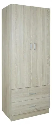 Immagine prodotto di Armadio Guardaroba Camera Letto 2 Ante 2 Cassetti 60x42x180 Cm.Colore:Rovere Chiaro