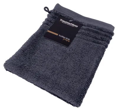 Produktbild von Traumschloss Frottier-Line Premium Waschhandschuh 16 x 21 cm dunkelgrau 100% ägäische Baumwolle mit 600g/m²