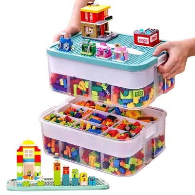 Obrázek produktu pro Elzusha - Úložná krabice na Lego s víkem a přihrádkami