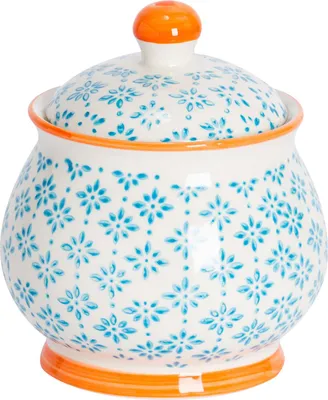 Produktbild von Nicola Spring handbedruckte Zuckerdose – 10 cm – Blau