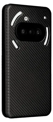 The back of a smartphone case with a carbon fiber texture.