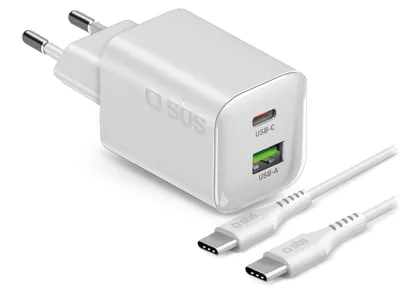 Produktbild von SBS Kit Ladegerät für die Steckdose 45W GaN und Power Delivery, mit 1,5 m USB-C-Kabel