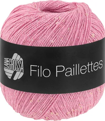 Produktbild von Lana Grossa FILO PAILETTES 50 g Edles, fest verzwirntes Baumwollgarn mit Pailletten 155 m Farbe 007 - Rosa