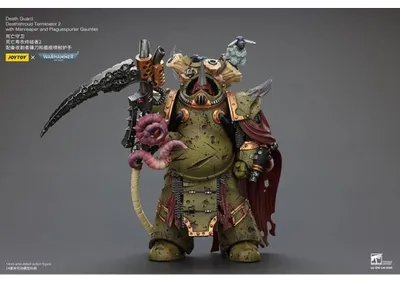 Obrázok produktu pre Akčná figúrka Warhammer 40k v mierke 1:18 – Death Guard Deathshroud Terminator 2 s rukavicou Manreaper a Plaguespurter, 14 cm