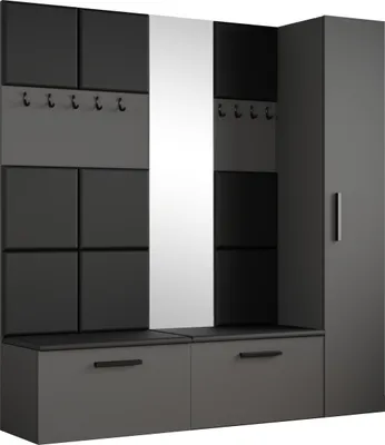 Produktbild von Masseno Garderobe-Set MODULO 201,2/204/40 cm Modern Garderobenschrank Grau