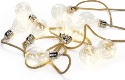 Obrázok produktu pre 30 LED svetelných reťazí s motívom žiarovky na jutovej šnúre