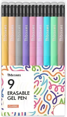 Obrázok produktu pre Vymazateľné gélové pero súprava, 9 farieb, 0.7 mm, s gumou, do školy