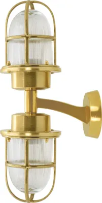 Produktbild von Wandlampe außen Messing massiv Glas H: 42 cm IP64 in E27 2-flammig Maritim Außenwandleuchte