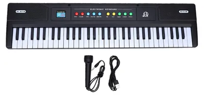 Produktbild von Elektronisches Keyboard mit 61 Tasten, 8 Klangfarben, 16 Rhythmen, Aufnahme- und Wiedergabefunktion mit Mikrofon, Lernmodus – tragbares Musikkeyboard für Anfänger