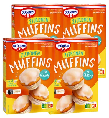 Zdjęcie produktu dla Dr.Oetker Muffiny cytrynowe Nowa receptura ekstra wilgotne i puszyste 415g opakowanie 4 szt