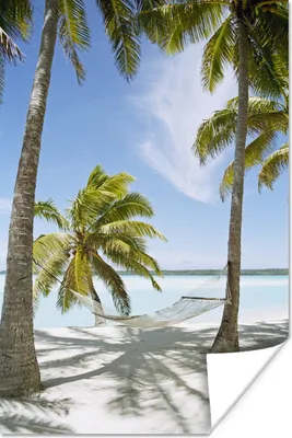 Produktbild von MuchoWow® Poster Palme - Hängematte - Sand 60x90 cm - Wanddekoration