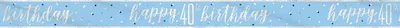 Produktbild von Festliches Dekorationsbanner aus Folie mit der Zahl 40, in Blau und Silber, 274 cm