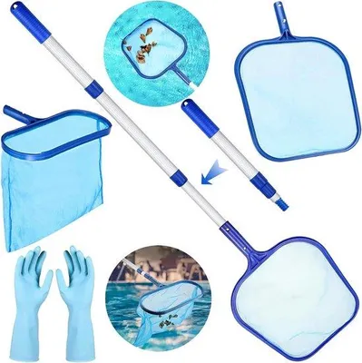 Produktbild von Poolreinigungssatz - Poolreiniger - Wasserreinigung - Teleskopstiel - 44-102 cm - Blau