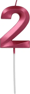 Produktbild von Tortenkerze Zahl 2 Glamour Pink 7cm