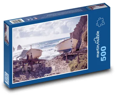 Produktbild von Puzzle 500 Ozean - Boote auf Klippen - martinpuzzle