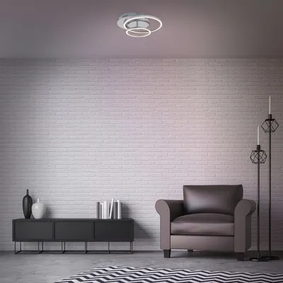 Productafbeelding van BRILONER LED-plafondlamp, in verschillende stappen dimbaar, kantelbaar, warmwit licht, geheugenfunctie, zilverkleurig, 39 x 30 x 8 cm