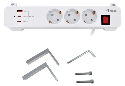 Productafbeelding van Equip 245556 Equip Steckdosenleiste CEE7/7 90°->3xSchuko/2xUSBC+USBA