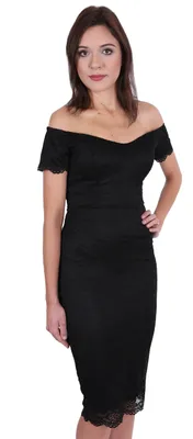 Produktbild von John Zack Schwarzes Spitzenkleid mit freien Schultern M