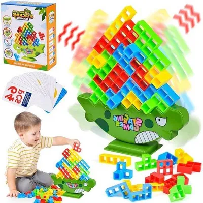 Immagine prodotto di Torre Tetra da 64 pezzi – Gioco di equilibrio – Costruzioni Montessori