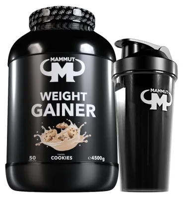 Produktbild von Mammut Nutrition - Weight Gainer 4500 g Dose - 50 Portionen + GRATIS Protein Shaker, Geschmack: Cookies