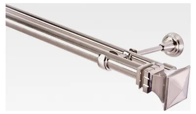 Produktbild von Gardinenstange 25/16 mm 2-läufig Edelstahloptik Metall, 320