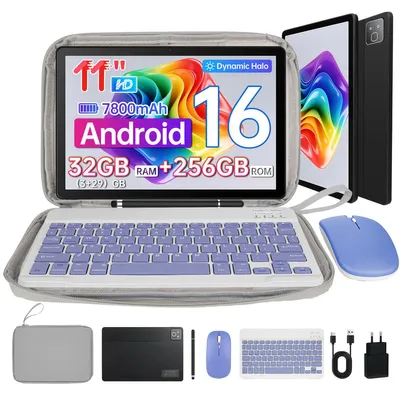 Produktbild von Tablet 11 Zoll 2?in?1 mit tastatur, stift, maus und tasche, 32(3+29)GB RAM, 256 GB, HD 1280x800, 7800mAh, WiFi 6, Bluetooth 5.0