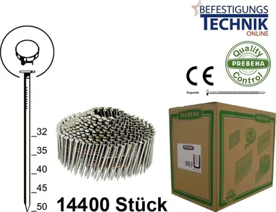 Produktbild von Prebena CNW22/45BKRI Coilnaegel blank Ringschaft
