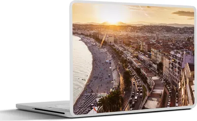 Produktbild von MuchoWow® Laptop Aufkleber Sticker Cover Sonnenuntergang - Stadt - Nizza 31x22.5 cm - Laptop-Deko