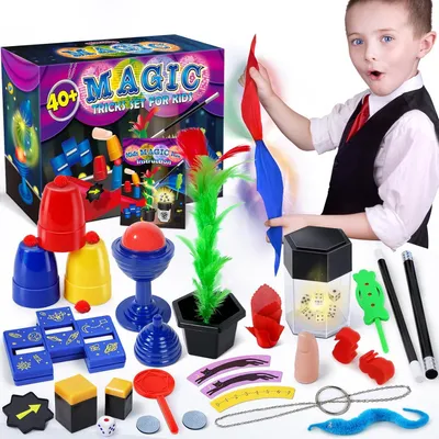 Imagen del producto de Cajas de magia para niños, con más de 40 trucos, que incluyen una varita mágica, cartas e instrucciones, ideales para principiantes