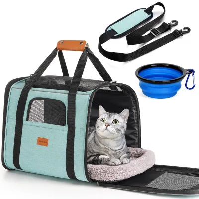 Produktbild von Katzentransportbox Morpilot 47x32x36cm Grün Transportkäfig Haustierbox