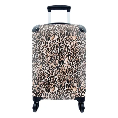 Produktbild von MuchoWow® Koffer Handgepäck Trolley Rollkoffer Kleine Reisekoffer mit 4 Rollen - Pantherdruck - Schwarz - Braun - Cabin Size < 55x40x23 cm & 55x40x20 cm - Fotokoffer - Kabinenkoffer - Boardgepäck - Reise-Box - Reisekoffer - Reisegepäck - Koffer mit Bild - Trolley für Kinder