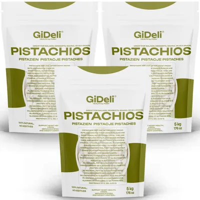 Obrázek produktu pro Pistácie 15 kg, pražené, solené, se slupkou, veganské, vhodné pro keto dietu, bohaté na bílkoviny, přírodní produkt, GiDeli