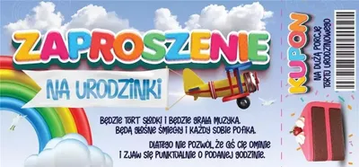 Obrázok produktu pre Zaproszenia urodzinowe z odrywanym kuponem 10 sztuk
