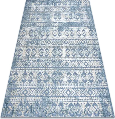 Obrázok produktu pre Koberec Štrukturálny SOLE D3732 Aztécky, diamanty - ploché tkanie modrý / béžový modrý 120x170 cm