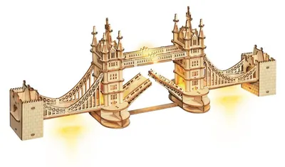 Produktbild von 3D Holzpuzzle London Tower Bridge Modellbausatz mit Lichtern