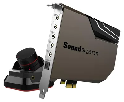Produktbild von Creative Sound Blaster AE-7 — Hochauflösende PCI-e-DAC/Verstärker-Soundkarte mit diskretem Xamp-Kopfhörer-Biverstärker und grau/schwarzem