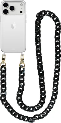 Produktbild von Marble Black Transparant Cord Hülle - Long Cord  - Kompatibel mit iPhone 17 Pro
