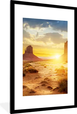 Produktbild von MuchoWow® Gerahmtes Poster Sonnenuntergang - Felsen - Landschaft - Horizont 60x90 cm - Poster mit Schwarzem Bilderrahmen Wandposter Rahmen Foto Bilder - Dekoration - Wandposter Wohnzimmer - Hochwertig