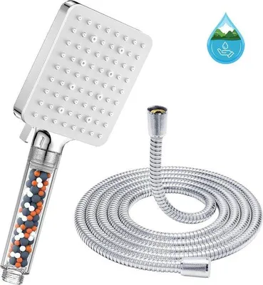 Immagine prodotto di Soffione a pressione alto 16 metri con 6 tipi di getto - Soffione anticalcare con braccio doccia