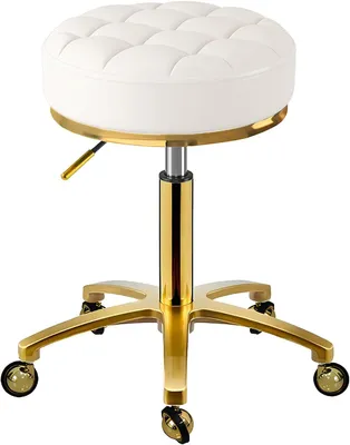 Imagen del producto de Silla giratoria con ruedas, regulable en altura de 43 a 55 cm, tapizada en cuero sintético (PU), ideal para oficina y trabajo