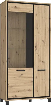 Produktbild von Furniture24 Vitrine Trondheim Tdhv821L Vitrinenschrank Eiche Artisan / Eiche Schwarz