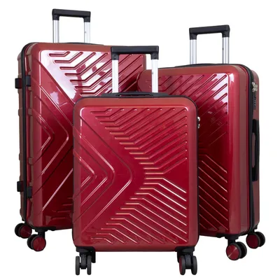 Produktbild von Kofferset Bergamo Hartschale 3teilige Trolleyset mit 4 Rollen Reisekofferset 3er Set L+M+S rot