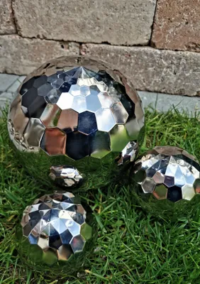 Produktbild von Dekokugel Diamond 3er Set 25-15-15 cm Edelstahl poliert Kugel Dekorationskugel